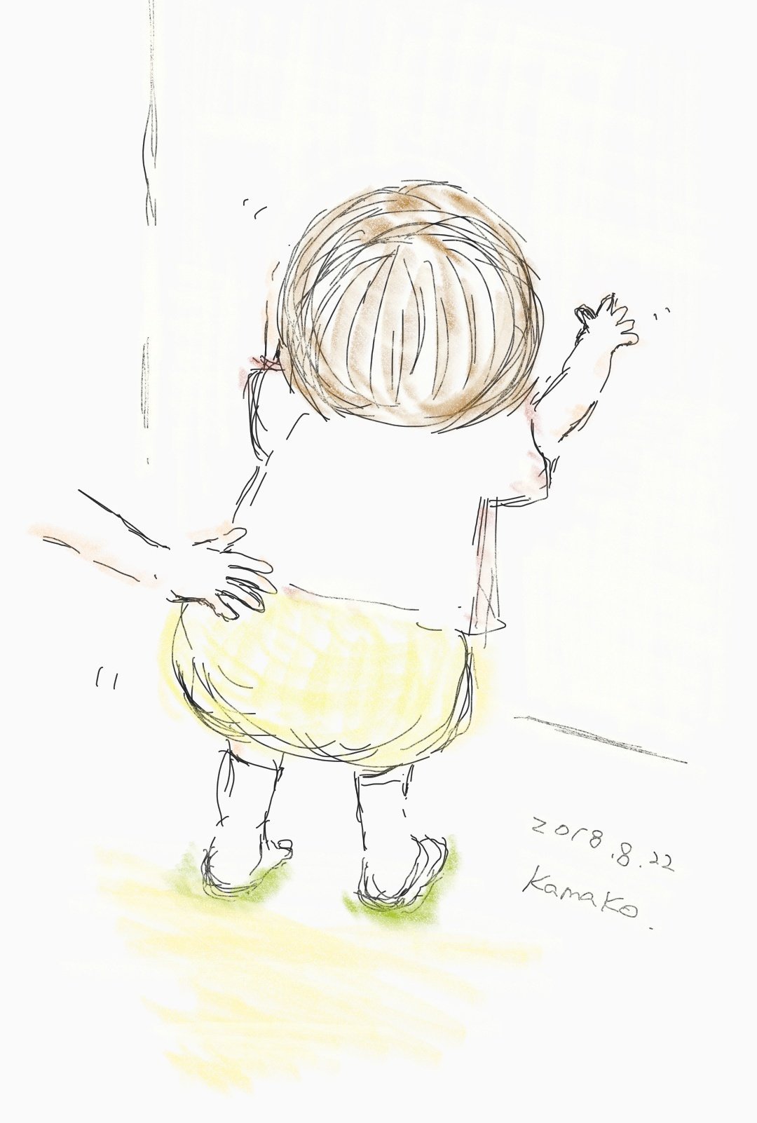 She can stand for a few seconds.